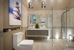Photo of bathrooms combined with a toilet in a modern