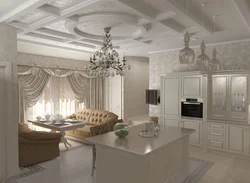 Ceiling kitchen living room design classic