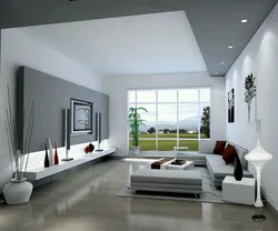 Living room interior with white carpet