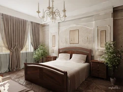 Дызайн спальні з цёмнай класічнай мэбляй фота