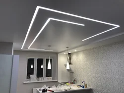 Световой потолок на кухне фото