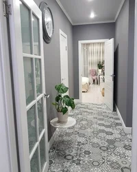 Hallway design gray tiles