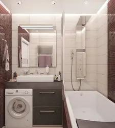 Дызайн ваннага пакоя ў панэльным доме з пральнай