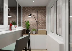 Loggia design with brick wall