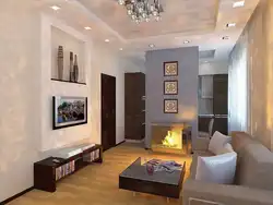 Living room 20 sq m with fireplace design