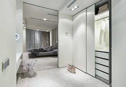 Wardrobe in the interior of a studio apartment