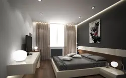 Stretch ceiling design for a bedroom 9 sq m