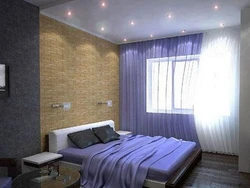 Stretch ceiling design for a bedroom 9 sq m