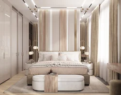 Дизайн спальни если кровать у стены