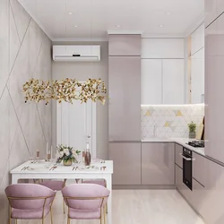 Pink Beige Kitchen Interior