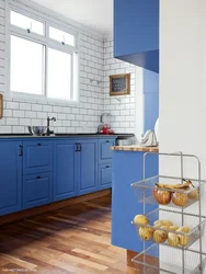 Blue kitchen floor photo