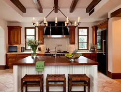 Kitchen Interior With Three Windows