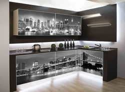 Photo of kitchen with black glass