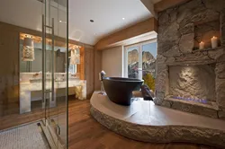 Bath design with pebbles