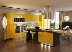 Design kitchen living room yellow