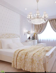 Bedroom white with gold interior photo