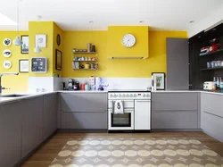 Gray-yellow color in the kitchen interior