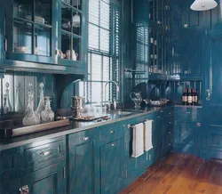 Синий и зеленый цвет в интерьере кухни