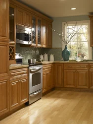 Oak color in the kitchen interior photo