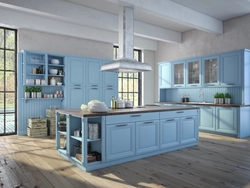 Blue Provence Kitchen In The Interior Photo