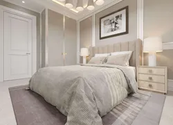 Bedroom design with beige bed photo