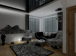 Black and white living room photo of apartment
