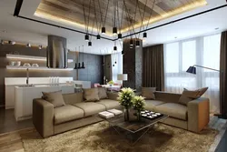 Modern Living Room With Kitchen House Interior With Photo