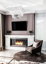 Living Room With Fireplace Neoclassical Photo