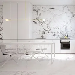 White Marble In The Kitchen Interior Photo