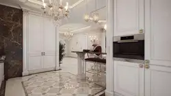Мрамор в интерьере кухни гостиной