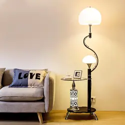 Floor lamps in the bedroom interior photo