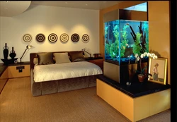 Bedroom interior with aquarium