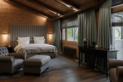 Bedroom interior made of laminated timber