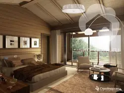 Bedroom interior made of laminated timber