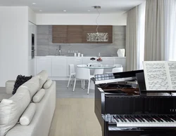 Piano in modern living room interior