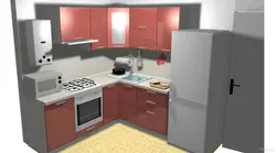 Kitchen in Khrushchev with a stove and a refrigerator design photo layout