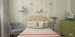 Bedroom with flowers on one wall design