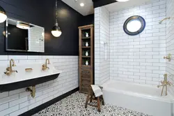 Плитка стена в интерьере ванной фото