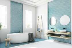 Tile Wall In Bathroom Interior Photo