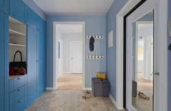 Hallway interior white and blue