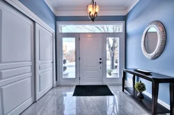 Blue doors in the interior of the apartment