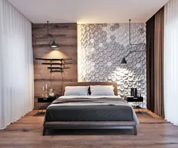 Дизайн спальни с декором стен