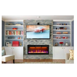 Electric fireplaces in the apartment for TV photo