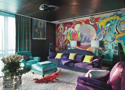 Graffiti in the living room interior