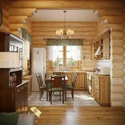 Wooden kitchen design living room photo