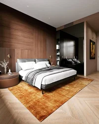 Wallpaper laminate in the bedroom interior