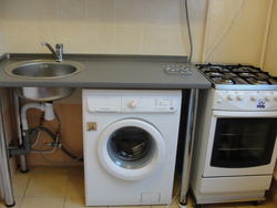 Photo of how to connect a washing machine in the kitchen