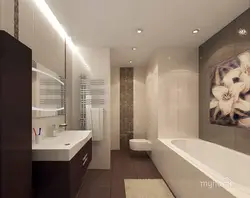 Bath design with dark and light tiles