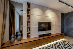 Wall-to-wall living room walls with TV photo