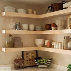 Design of shelves and cabinets in the kitchen photo